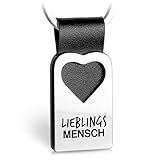 FABACH Herz Schlüsselanhänger mit Gravur aus Leder - Lieblingsmensch Geschenk Anhänger für Partner, beste Freundin, bester Freund - Liebling