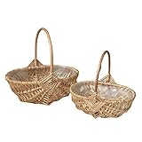 ZIS Blumenkorb, Einkaufskorb, geflochtener Rattankorb, handgefertigt, ländlicher Stil, tragbar, Geschenk, gewebter Korb (Farbe: Marineblau)