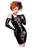 WDYGWQ Sexy Nachtclub Helles Leder Vordere Riemen Slim Back Zipper Kleid Cosplay Kostüm Sexy Kleid Black- L