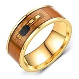 youuu Ringe NFC Edelstahl Telefon Chip Tropföl Dual Muster Smart Ring Geschenk, US 9, Edelstahl, Ohne Edelstein,