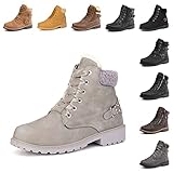 Winterschuhe Damen Gefüttert Winterstiefel Winter Stiefeletten Boots Frauen Schuhe Warm Rutschfeste 1 Grau EU 38