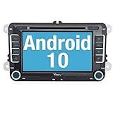 Vanku Android 10 Autoradio für VW Radio mit Navi CD DVD Unterstützt Qualcomm Bluetooth 5.0 DAB + WiFi 4G USB MicroSD 7 Zoll Bildschirm 2 D