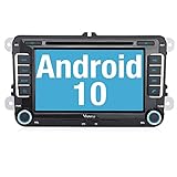 Vanku Android 10 Autoradio für VW Radio mit Navi CD DVD Unterstützt Qualcomm Bluetooth 5.0 DAB + WiFi 4G USB MicroSD 7 Zoll Bildschirm 2 D