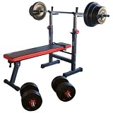 TrainHard Multi Hantelbank Blackcombo klappbar mit Lang- und Kurzhantelstange und 50kg Hantelscheib