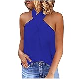 CHENGZI Damen Tank-Top mit Rückenreißverschluss ärmellos Neckholder Cami Weste Abendgesellschaft Tops Bluse Ärmelloses Tanktop Sommerbluse Strand Freizeittop