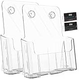Ktrio 2er Pack Prospekthalter 21,6 x 27,9 cm Acryl Prospekthalter Kunststoff Flyer Halter klar Literatur Halter Schreibtisch oder Wand Halterung mit Visitenk