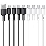 Micro-USB-Kabel, 1 m, 8 Stück, Android-Ladekabel, Schnellladekabel, Hochgeschwindigkeits-Datenkabel für Samsung Galaxy S7 S6, Huawei, Sony, Nexus und weitere Android-Mikrogeräte (Schwarz-Weiß)