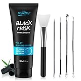 Blackhead Remover Maske Mitesser Maske Peel Off Black Mask Mitesserentfernungsmaske Bambus-Kohle Schwarze Maske, Hautreinigung Entfernen Sie Akne Mitesser, Extraktionswerkzeug-Kit und Maskenbü