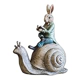 ZHANGCHUNLI Dekostatue Gartenstatuen Garten-Schnecken-Statue, Kaninchen-Skulptur Snail Garden Harz Handwerk Desktop Kreative Cartoon Dek