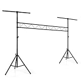 auna LTS-209LS - Traverse, Lichtständer, Lichtstativ, 120 kg Tragkraft, 3 m Traversenbrücke, mit Mittelstrebe, Dreibein-Stative, höhenverstellbar, 2 x Crossbar, je 4 Aufnahmen, schw