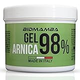 BidMamba Arnika-Gel 98% 500ml | Arnika Salbe Hochkonzentriert, Muskel- und Gelenkschmerzen Salbe Mit Lavendel, Aloe, Arganöl Und Wintergrün, Olivenöl Und Minze | Made In Italy