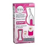 Veet Sensitive Precision Expert Beauty Styler – Wasserfester Trimmer für sanftes Rasieren von Gesicht, Bikinizone & Achseln – 7 verschiedene Accessoires – 1 x T