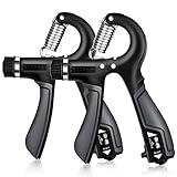 GRM Handtrainer Unterarmtrainer mit Zählfunktion [2er Set], 5-60KG Verstellbarer Fingertrainer GriffkraftTrainingsset für Fitness Krafttraining Therapie Sportler Kletterer Musik