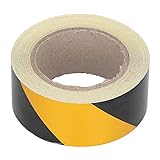 Alvinlite Schwarzes und gelbes Warnband mit Sicherheitsstreifen Wasserdichtes reflektierendes Markierungsband für Wände, Böden, Rohre und Geräte (1,9 Zoll x 98,4 Fuß)