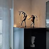 Adonis Metall-Pferdskulptur, LED-beleuchtet, modernes Pferd, Handarbeit, Statue aus Metall, rustikal, stehend, dreidimensionale Penwork, Pferdeskulptur, Heim-/Restaurant-Dek