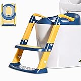 Töpfchentrainer Kinder, Töpfchen Toilettensitz Trainer Sitz für Kinder Toiletten Training mit Treppe Armlehnen PU Gepolstert, R