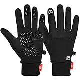 Cevapro Fahrradhandschuhe Warme Winterhandschuhe Wasserdichte Touchscreenhandschuhe Winddichte Laufhandschuhe Rutschfeste, Schwarz, S