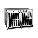 EUGAD Hundetransportbox Alu Doppel Hundebox Reisebox für große Hunde Husky Samojede Weimaraner Labrador Deutscher Schäferhund Boxer 104 x 91 x 69 cm XXXL 0004LL