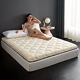 BAFULAN Japanische Futon-Matratze, Atmungsaktive Boden-Futon-Matratzenauflage, Faltbare Weiche Verdicken Futon-Matratze Single Double Tatami Boden Matte,Weiß,Q