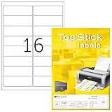 TopStick 8756 Adressaufkleber DIN A4, 10er Set (99,1 x 33,9 mm, 1.000 Blatt, Papier, matt) selbstklebend, bedruckbar, permanent haftend Universal Etiketten, 16.000 Klebeetiketten, weiß
