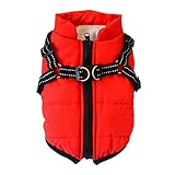 Wanyudz Hundekleidung Hundemantel Jacke Fleecefutter Wasserdichter winddichter Schneeanzug Warme Weste mit Geschirr für kleine mittelgroße H