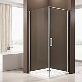 Duschkabine Eckdusche Nano 8mm Echtglas NT416 - Profilfarbe & Breite wählbar, Farbe:Chrom, Breite Türelement:100cm, Breite Glas feststehend:100