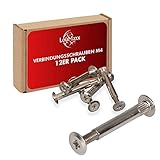 LouMaxx Verbindungsschrauben M4 31-40mm | 12er Set Möbelverbinder Möbelschrauben aus vernickeltem Stahl | Hülsenschrauben M4 Gewinde| Schrankverbinder für eine stabile Verbindung aller Korp
