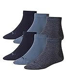 6 Paar Puma Quarter Socken, Kurz-Socken, Sportsocken,(mt) (39-42, blau-Töne-460)