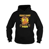 Uzubunki T-Shirt mit Aufschrift 'Forget Candy Just Give Me Pooh Witch Trick or Treat Halloween Moon, Hoodie Schwarz, XXXL