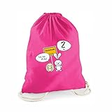 Statement-Tragebeutel Hase und Igel gezeichnet 'Comic' - Buxtehude Gym-Bag Rucksack Hipster Beutel mit Spruch Tasche Gymsac Sportbeutel Geschenk Mitbringsel Gastgeschenk pink