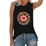 Zilosconcy Damen Ärmelloses Weste Sonnenblume Bedruckt Rundhals Tank top Übergröße Lockere Bauchfreies Basic Tops Freizeit Sporttop Vintage Beiläufige Trägershir T