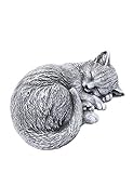 Steinfigur kleine Katze Tinka eingerollt (8x17x14 cm), Frost- und wetterfest bis -30°C, massiver Steing