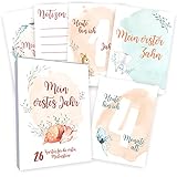 Meilensteinkarten Baby (26 Stück mit Box) Junge & Mädchen - Meilenstein Karten - Milestone Cards Geschenk zur Geburt - Geschenke Schwangerschaft & Babyparty - Fotokarten Babyk