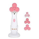 Dreikopf Silikon Gesichtsbürste, Dreikopf Silikon Gesichtsbürste Elektrische Gesichtsreinigungsbürste Wiederaufladbare Gesichtsreiniger Wasserdicht Reinigungsgerät für Frauen Zuhause R