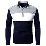 Buby Herren Langarm Revers Button Down Colour Block Stitching Patchwork T-Shirt Männer Herbst und Winter Lässig Klassische Baumwolle Leinen Warmes Sweatshirt Business Sport Pullover Jacke Ob