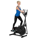 Klarfit Orbifit Advanced - Crosstrainer, Hometrainer, Ellipsentrainer, Luftwiederstand, höhenverstellbarer Lenker, Stahlrahmen, Softgriffe, Anti-Rutschpedalen, max. 100 kg, pianoschw