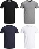 JACK & JONES Herren T-Shirt Basic 4er PACK O-Neck Tee (M, 4er O-NECK Mix)