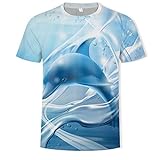 ASHGNV Delfin Men's T-Shirt 3D Printed Pattern Quick Dry Casual Summer T Shirts Novelty Short Sleeve T-Shirt-XS