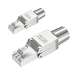 VCELINK RJ45 Stecker Werkzeuglos für Verlegekabel Cat6 Netzwerkstecker Werkzeuglos Feldkonfektionierbarer Geschirmt 2 Stück