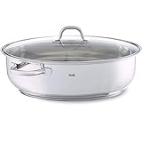 Fissler / Edelstahl-Bräter (8,8 L - Ø 38 cm) großer ovaler Schmortopf, mit Glas-Deckel, backofen-& spülmaschinengeeignet - Induk