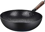 Woks Bratpfannen Moderne harte Wokpfanne Antihaftpfanne Haushalt Flach Boden Woks kein öliger Rauch Pfanne robust und langlebig schw