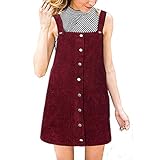 Saoye Fashion Damen Cord Bib Kurz Kleid Jumpsuit Shiftkleid Knopfkleid Latzkleid Overall Fiesta Kleidung Casual Suspender Minikleid Lätzchen Kleid Lose Tunika Freizeitk