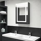 Fest-night LED Bad Spiegelschrank Badezimmerspiegel Badspiegel Spiegel Badschrank Badezimmerschrank Hängeschrank Wandschrank Grau 50x13x70