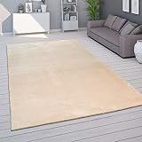 Paco Home Teppich Wohnzimmer Kurzflor Waschbar Weich Modernes Einfarbiges Muster, Grösse:120x170 cm, Farbe:Beig