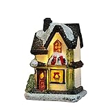 Weihnachtshaus mit LED Licht Schloss Winterhaus Weihnachtsdorf Schneedach Beleuchtetes Haus Deko Weihnachtsstadt Winter Village Puppenhaus Weihnachtsbeleuchtung Tischdek