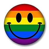 stylebutton design your own LGBT Button Regenbogen Gay Pride Festival Vielfalt LGBTQ div. Motive + Größen (56 mm, Regenbogen-Smiley)