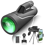 Starscope Monokular, OVIFM 12X50 HD Monocular mit Tragbare Handyhalterung & Stativ & Handschlaufe, wasserdichte Fernrohr Fernglas für Vogelbeobachtung, Camping, Ballspiele,