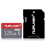 nuiflash 128GB Micro Speicherkarte mit Adapter (Schnelle Geschwindigkeit Klasse 10) TF Memory Karte für Kamera, Microsd SD Speicherkarte Card füR Kamera, Handy, Tablet, Spielkonsole, D