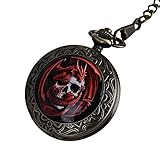 NC Totenkopf Taschenuhr mit Drachen Halskette Kette Geschenk Taschenuhr mit Halskette Antike Taschenuhr,D