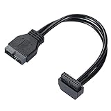 MZHOU SATA 3.0 Motherboard Vorderseite 19-Poliges VerläNgerungskabel Von Stecker Zu Buchse 18 cm Hochgeschwindigkeitsanschluss (Schwarz) ow